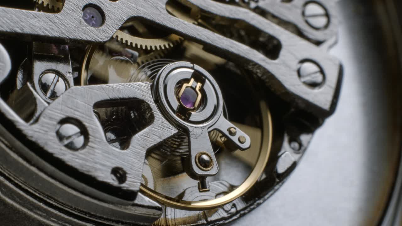 Watch tourbillon rotating macro slowmotion