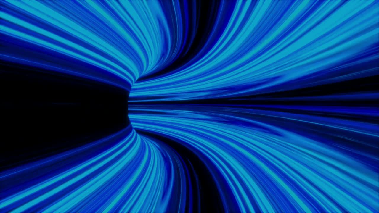 Animation colorful speed lines effect isolate on black background.