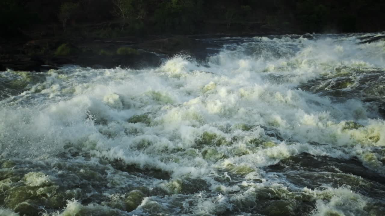Wide Shot of Rushing Nile River in Uganda