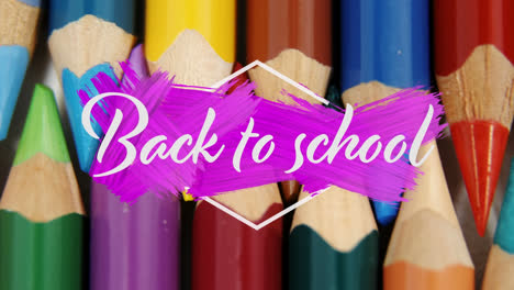 animación del texto de regreso a la escuela con lápices de colores