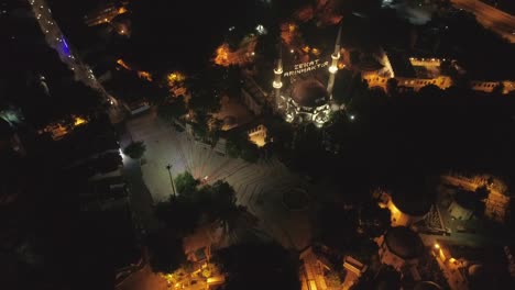 eyupsultan mosque at night drone footage taken in 2021 on covid lockdown, jk01