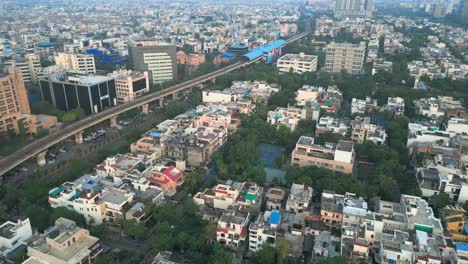 beautiful evening in noida bird eye view delhi in india