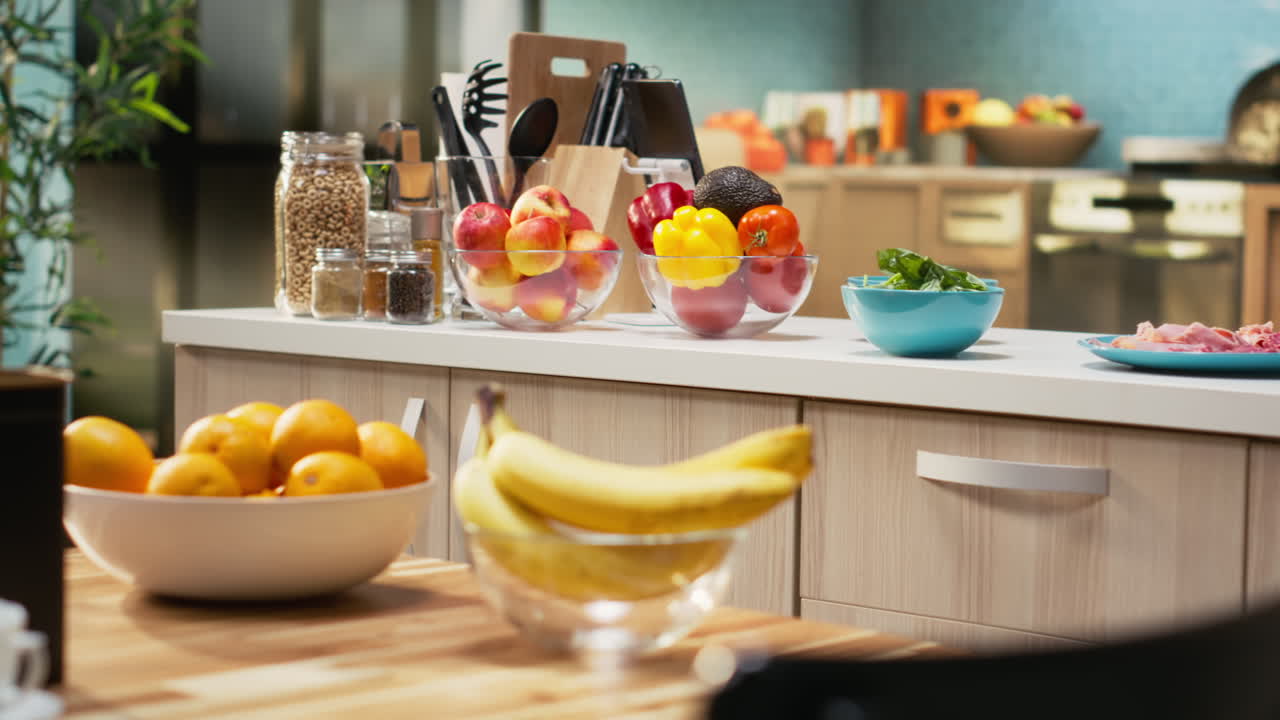 Rustic kitchen filled with fresh pizza ingredients on the countertop