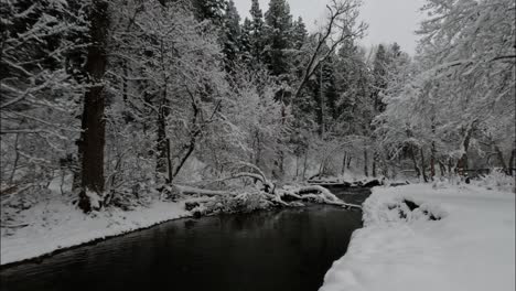 Hermoso-Paisaje-Invernal-Del-Río,-Disparo-De-Dron-Fpv