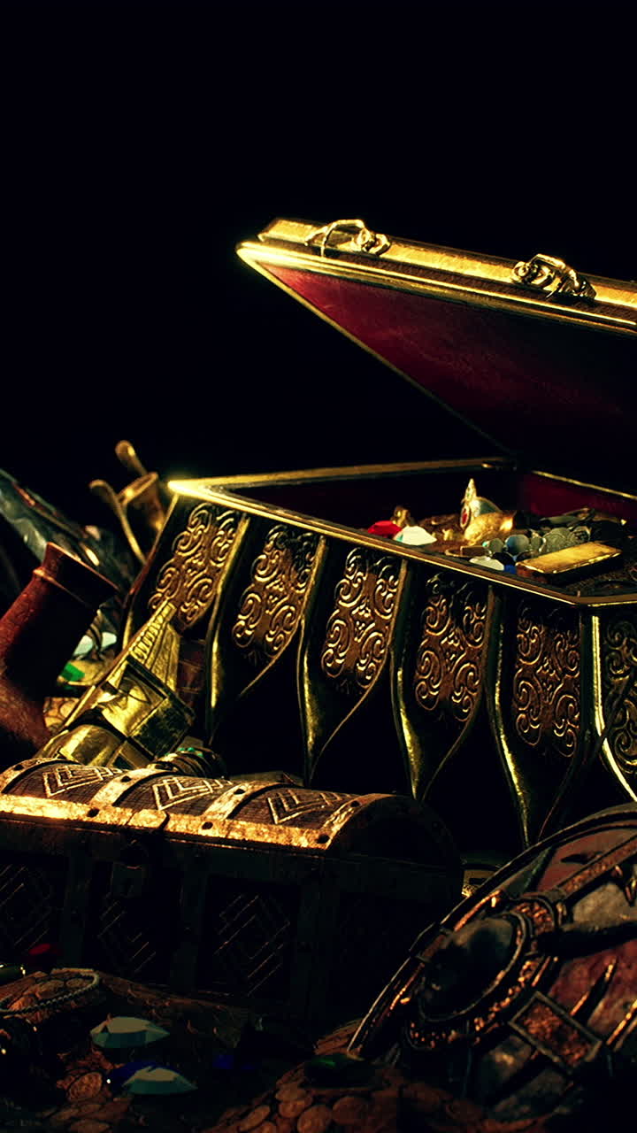 보석 으로 가득 찬 보물 상자