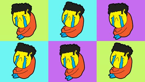 kids drawing pop art seamless background with theme of crying