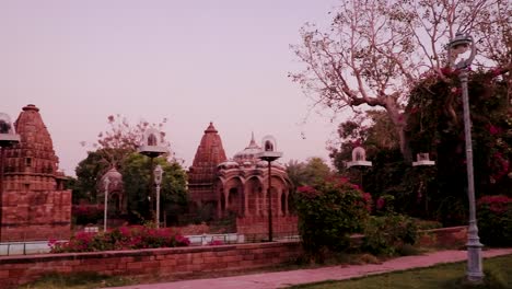 red stone ancient hindu temple architecture from unique angle at day