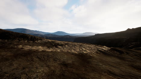 black scenery of lava fields