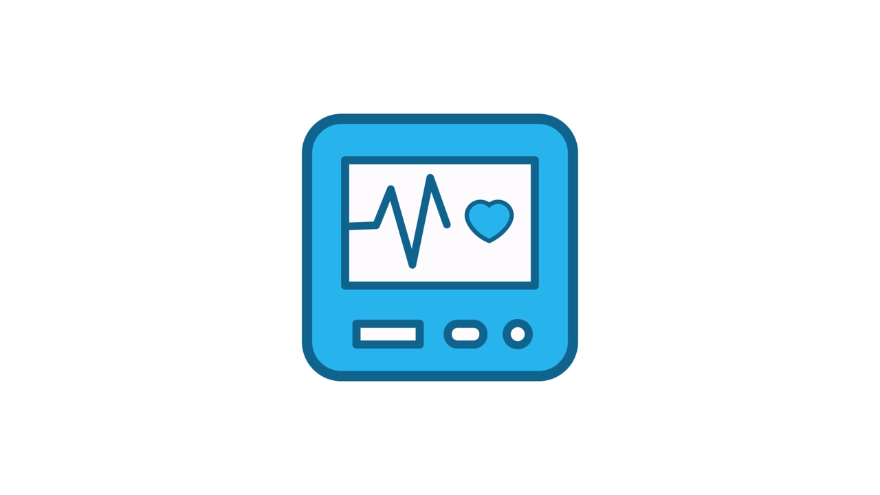 Icona di cardiofrequenzimetro con animazione di elettrocardiogramma ECG isolata su sfondo bianco
