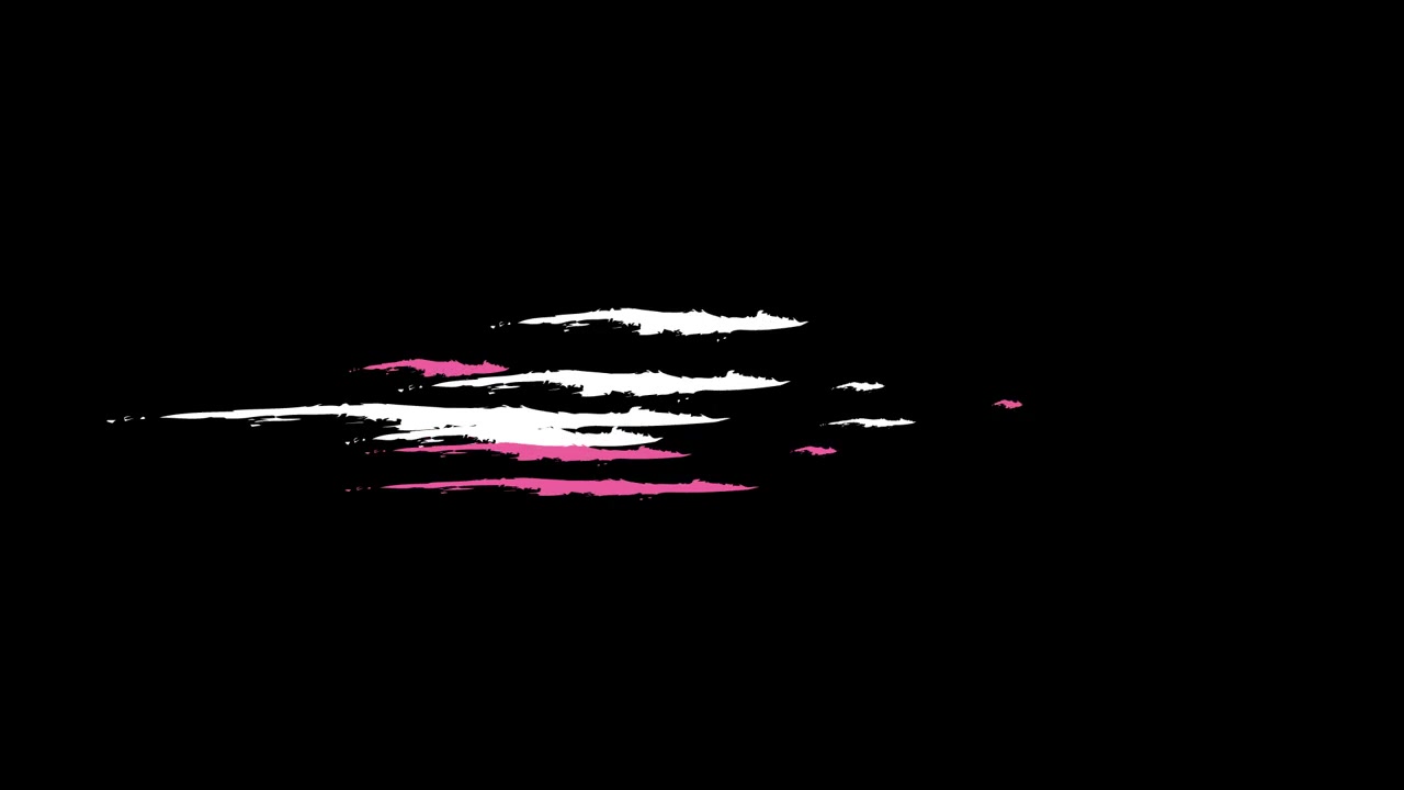 Grafica in movimento astratta di pennellate bianche e rosa su sfondo nero