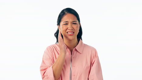 Dental,-problem-and-woman-in-studio