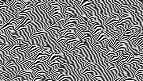 las rayas blancas y negras ondulan la superficie. animación de bucle de fondo isométrico moderno. renderización 3d.