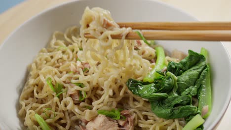 bakmi wheat based noodles derived from chinese cooking tradition, close up