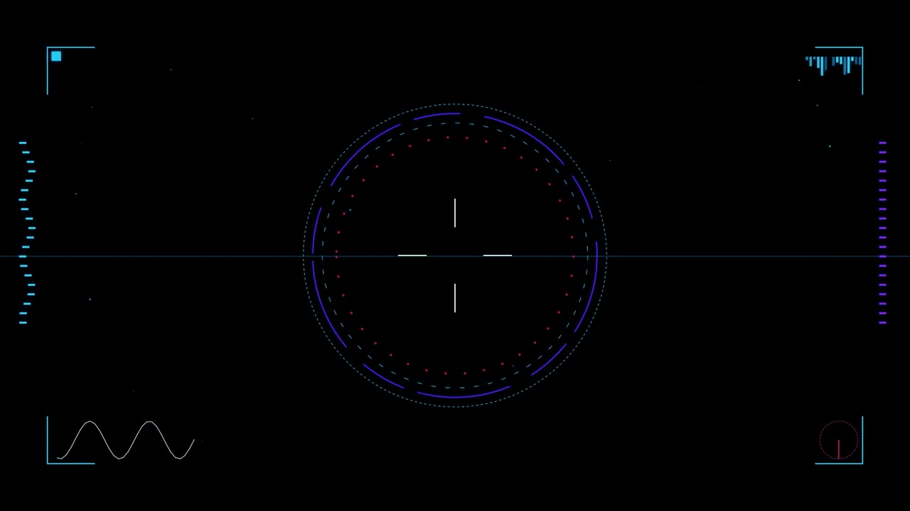Futuristic Digital HUD Interface with Circular Targeting Reticle