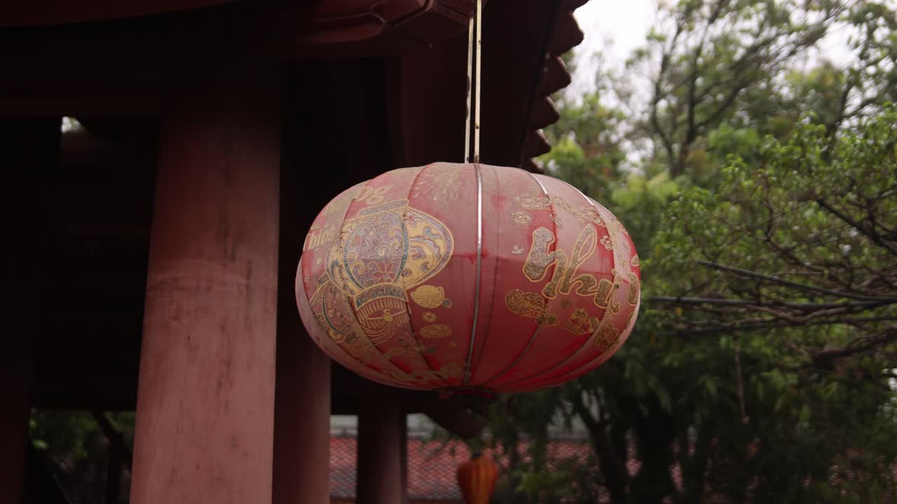 ancient chinese lantern in front of temple in the mountainous region of Ninh Ninh in Northern Vietnam