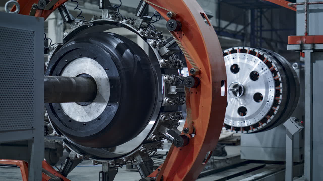 современный механизм производства шин с резиновой лентой, работающий при изготовлении