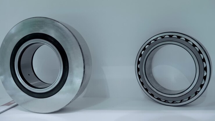 New industrial bearings of various types and sizes are presented at exhibition