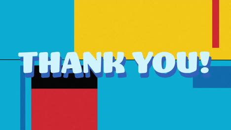 animation of thank you text and shapes on colourful background