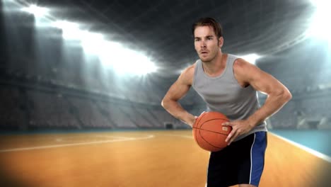 jugador de baloncesto que pasa la pelota