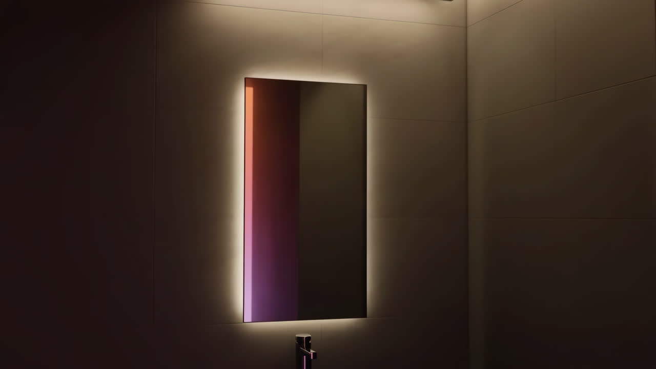 Specchio da bagno moderno con illuminazione LED a cambio colore