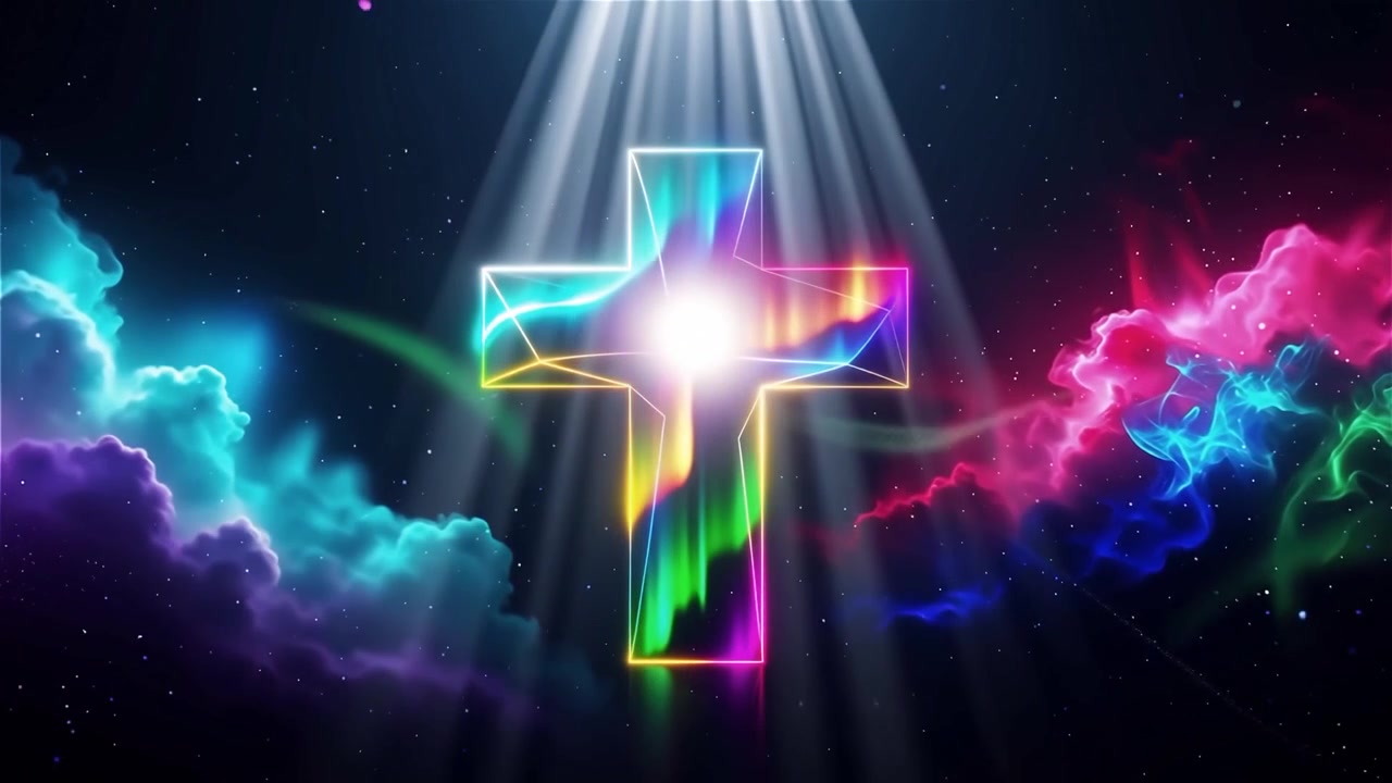 Christian Cross Heavenly Light Worship Background