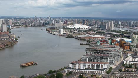 riverside apartments on thames london greenwich the o2 in background drone view