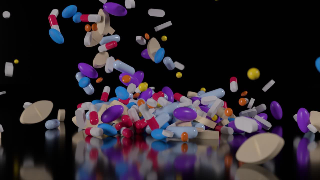 Falling Colorful Pills