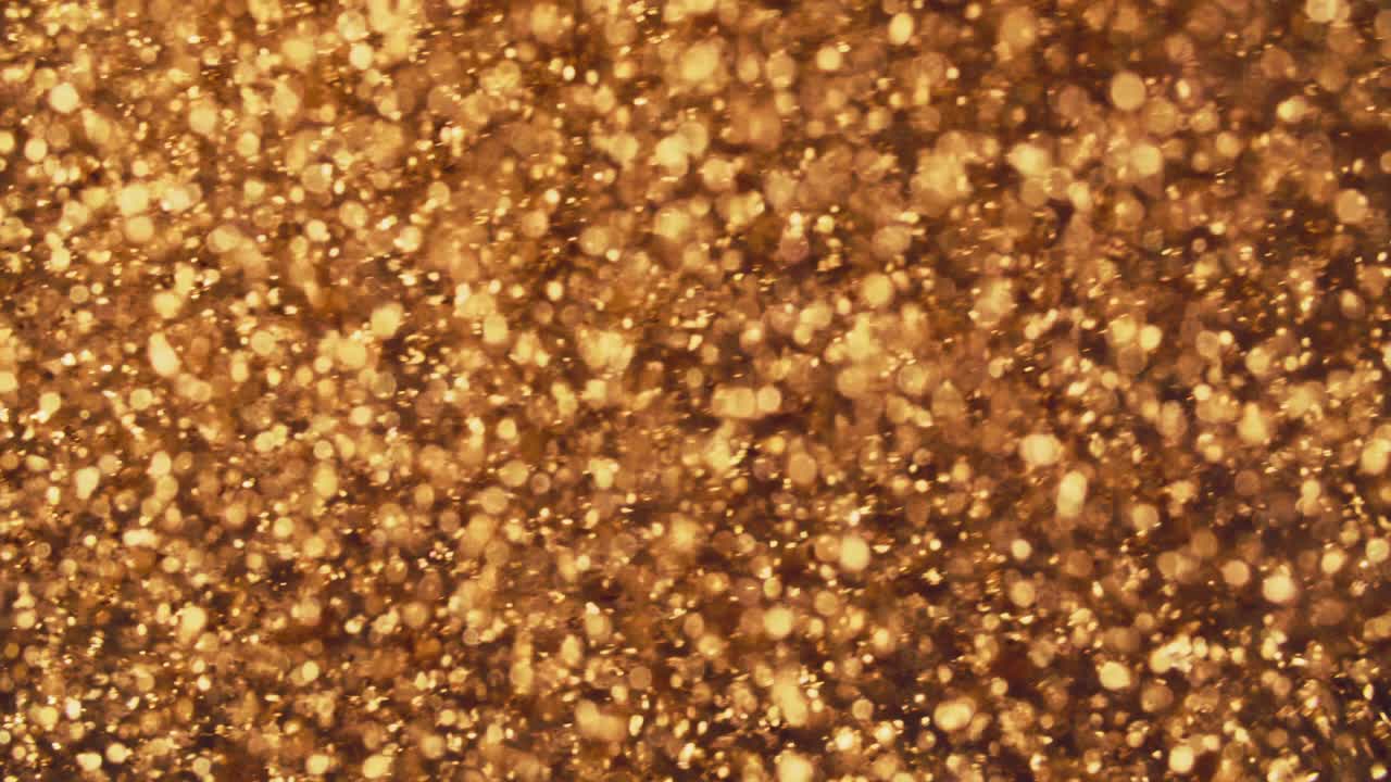 추상적인 황금 입자, 흐릿한 불투명한 보케, 움직임, 혼란, 눈알
