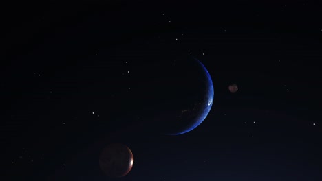 acercar a la tierra contra el fondo de otros planetas en spac