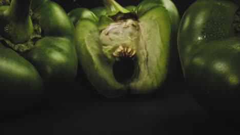 coming deep into green bell pepper vegetable, creative photography and videography