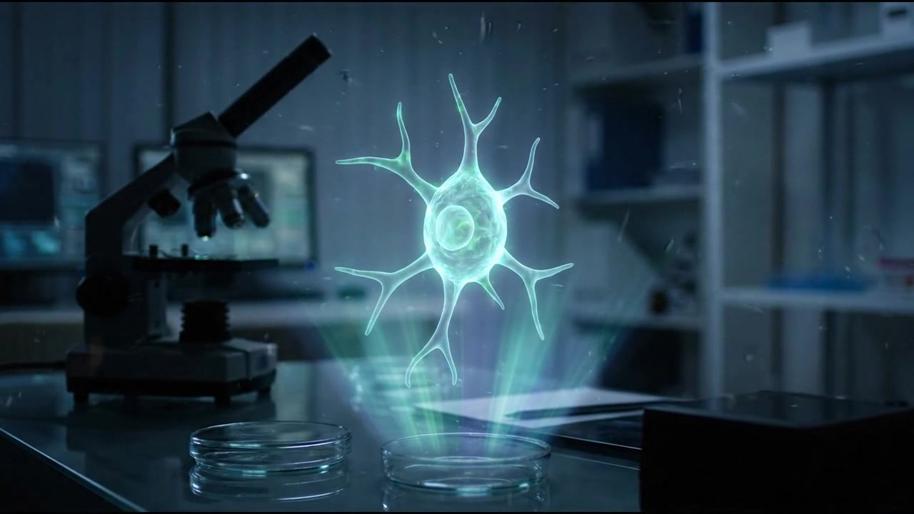 Microscopic spherical cellular structure biology hologram