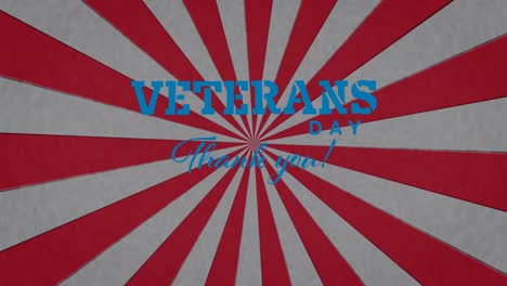 animación del día de los veteranos gracias texto sobre rayas rojas sobre fondo blanco