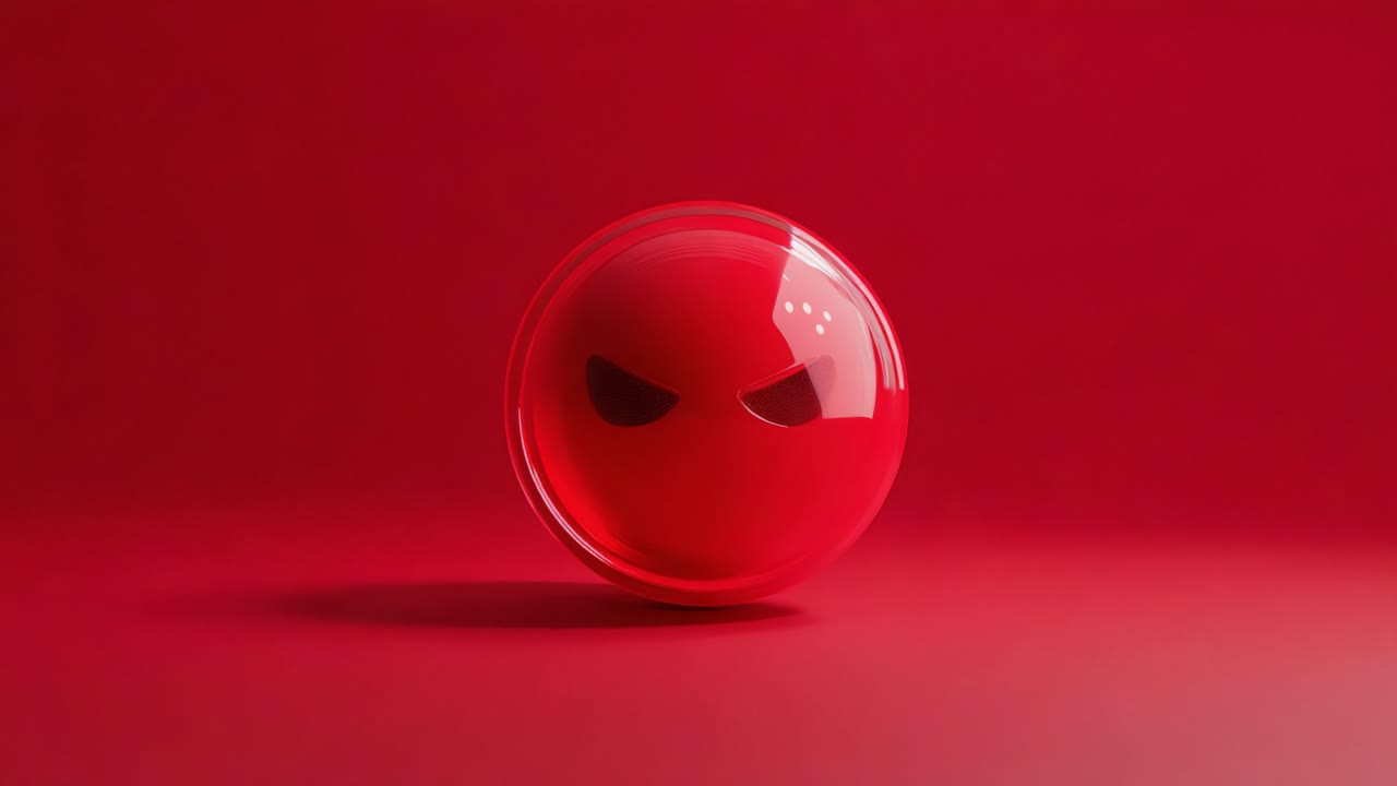 A Vibrant Red Sphere with Intense Expressions: Captivating Emotions Captured in a Striking Visual, Blending Art and Color in a Unique Form of Expression