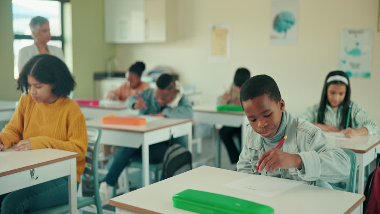 Classroom of Students Learning with Teacher