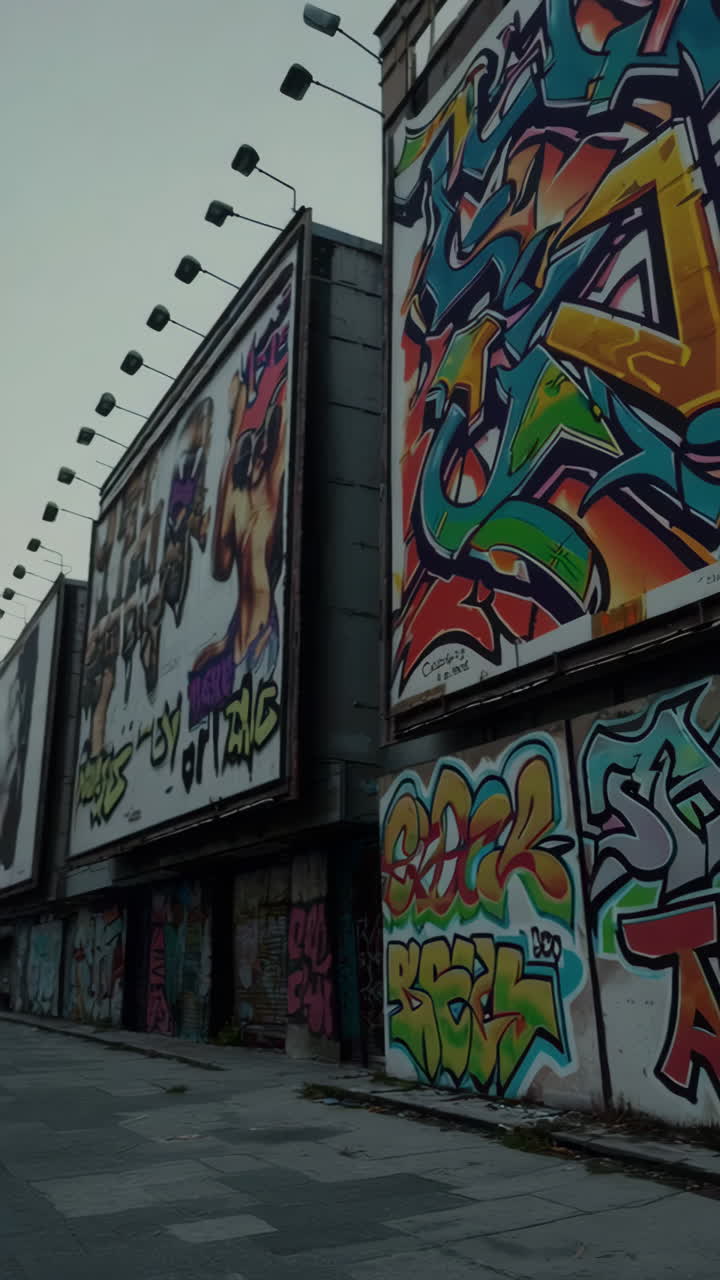 Strada abbandonata coperta di graffiti