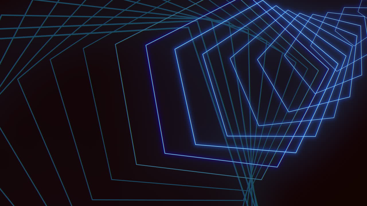 Motion neon blue spiral lines in dark space