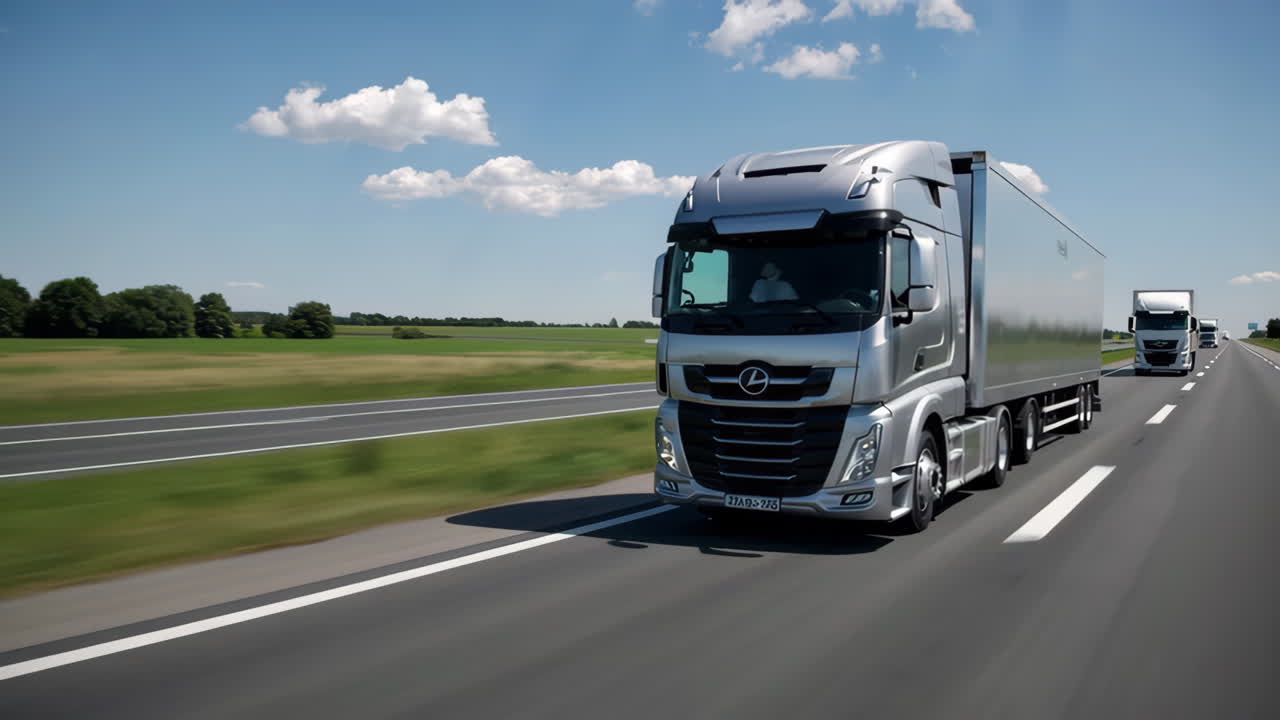 Modern Trucks on Highway