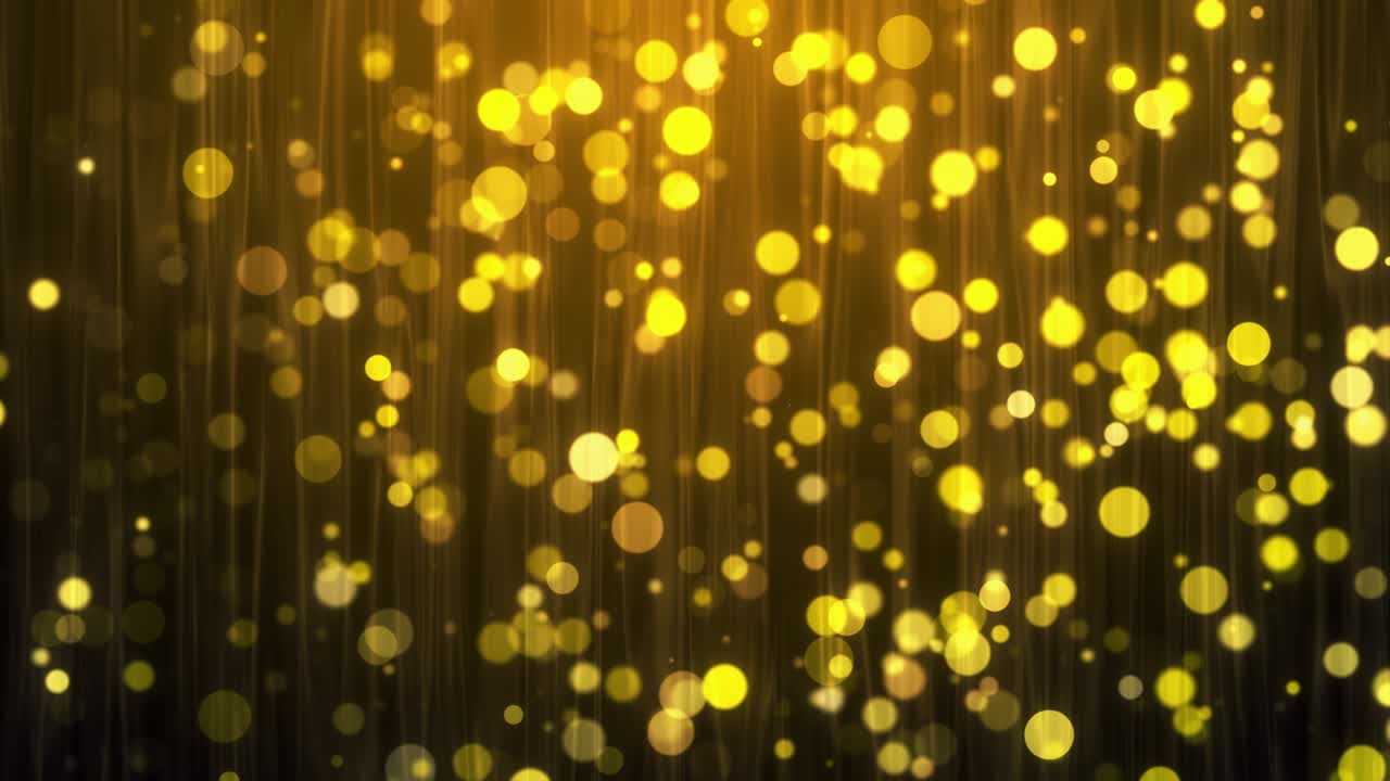 Gyldne Bokeh-partikler over Mørkt Guldgardin. Glitterpartikler over gyldent gardin