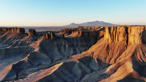 gorgeous grand canyon in sunset, vast mountain panorama, drone establisher