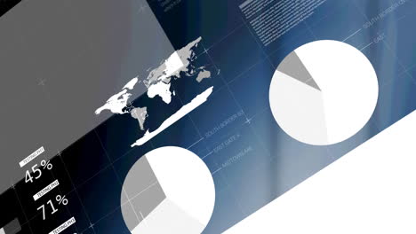 animación del procesamiento de datos financieros en cuadrícula sobre fondo azul