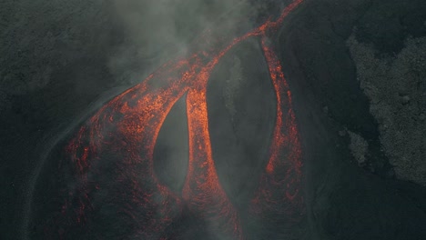 molten magma flows from pacaya volcano eruption in guatemala