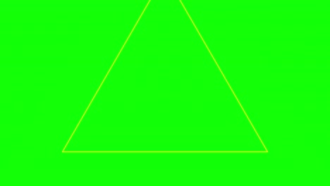fondo verde y múltiples triángulos en movimiento, acercarse y alejarse repetidamente