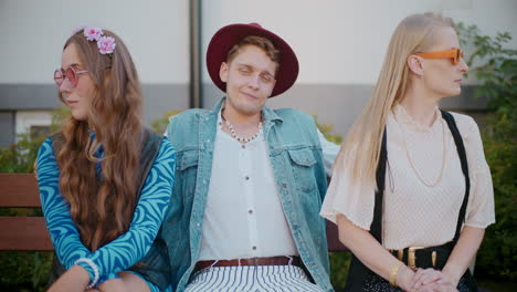 friends sitting on a bench