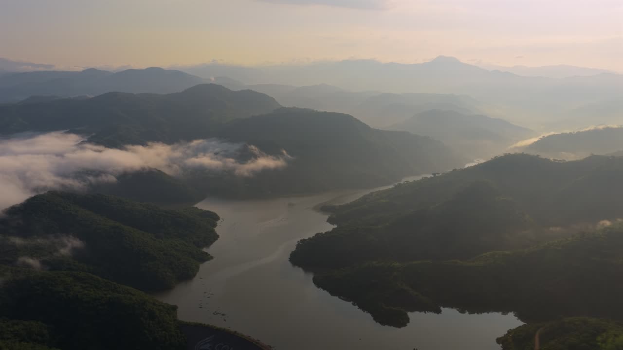 Above View Of Mountains Surrounding Presa EL Carrizo Reservoir In Tamazula de Gordiano, Jalisco, Mexico. Aerial Drone shot