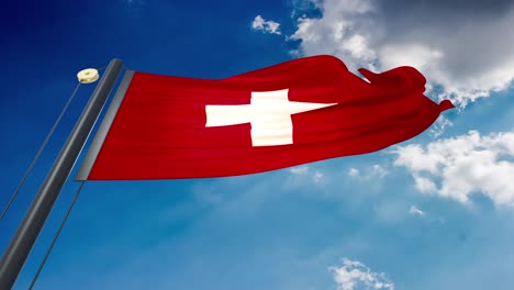 agitando la bandera de suiza