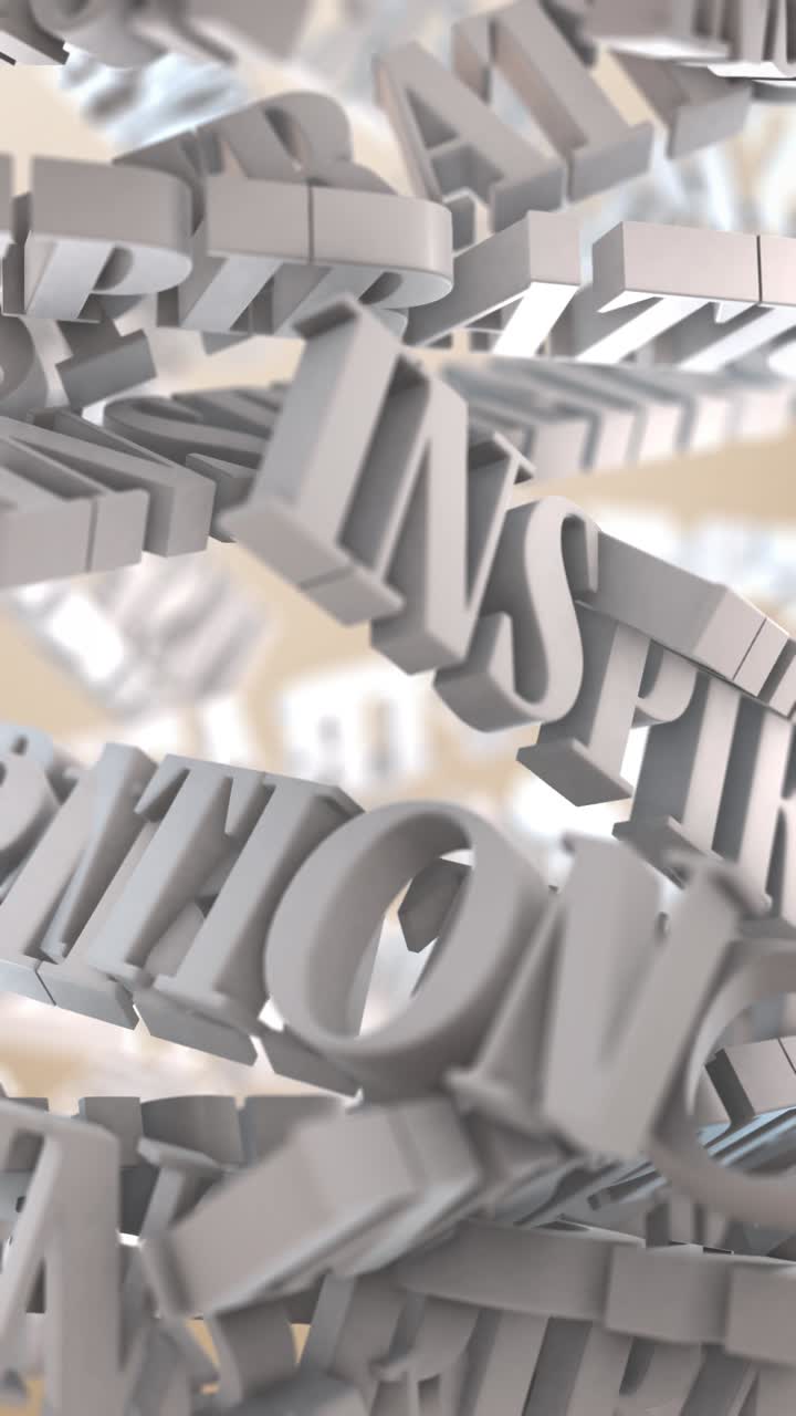 Parola astratta 3D Inspiration Text che ruota in un loop senza interruzioni