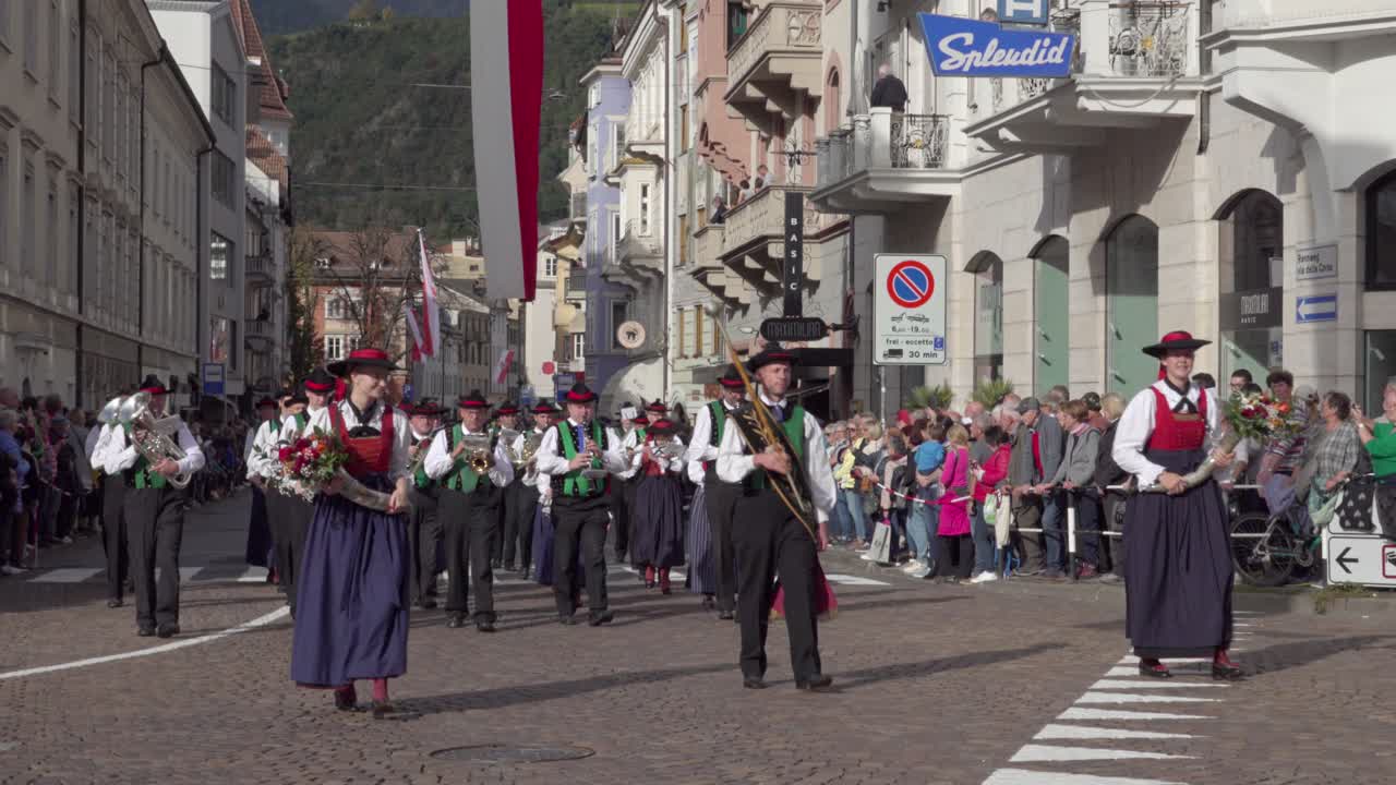 Brass band Marling at the annual Grape Festival, Meran - Merano, South Tyrol, Italy (part 1 of 2)