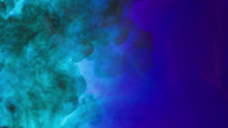 pintura o tinte negra y azul caído en el agua contra un fondo blanco para crear un fondo de humo de colores giratorios