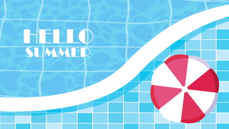 hello summer lettering in water and umbrella