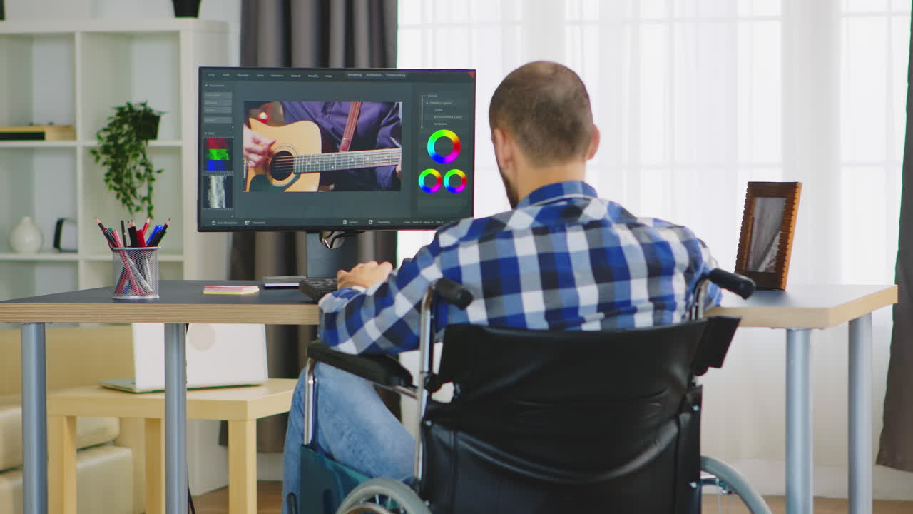 Videographer in home office